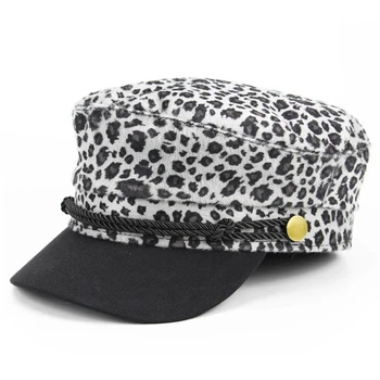 Femei Toamna Iarna Berete Leopard De Imprimare De Moda Casual Camuflaj Pălărie Vânzător De Ziare Marina Cap Atins Capace