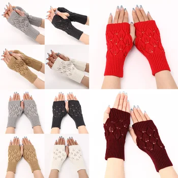 Iarna Femei Bărbați Cald Degete De Mănușă De Box Mănuși Tricotate De Culoare Solidă Întinde Un Deget De Deget Expuse Scurt Manusa