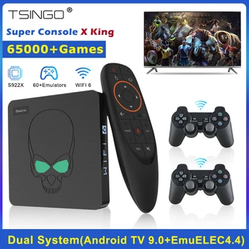 TSINGO Mini Retro TV Box Super Consola X King Dual sisteme într-un Built-in 65000+ Retro Jocuri Wifi6 S922X Pentru SS/PSP/PS1/N64
