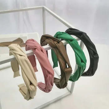 Noua Moda din Piele PU Dungi de Imprimare Bentita Bezel Turban pentru Femei Largă Bentițe Fete Accesorii de Par Cerc de Păr Bijuterii