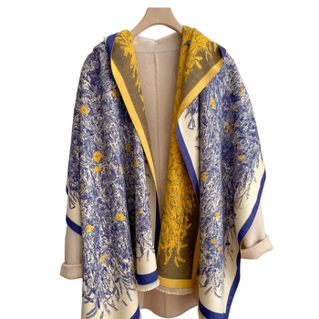 Iarna Cald Șal de Cașmir Înfășurați Esarfa pentru Femei de Lux Imprimare Pashmina Pătură Groasă Poncho Design Cravată Bufanda Echarpe