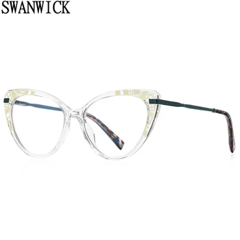 Swanwick jumătate metal tr90 ochelari anti-lumina albastra clar lentile ochi de pisica rama de ochelari femei de sex feminin stil European violet gri cadou