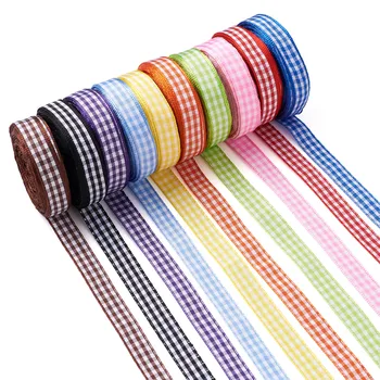 10roll/set Poliester Panglică Tartan Panglică de Culoare Mixt,10mm, 9.14 m/rola 10 culori, 1roll/color