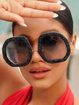 De lux, Supradimensionate, ochelari de Soare Femei Diamante Strălucitoare de Cristal Ochelari de Soare Barbati Shades Ochelari de Hipster Necesar UV400