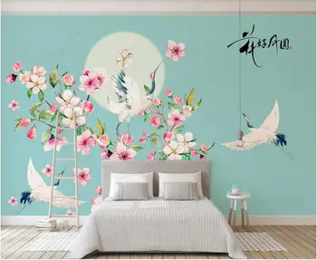 tapet foto 3 d personalizate murală în stil Chinezesc plum blossom macara flori în camera de zi Tapet pentru pereți în rulouri