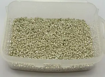 10000 de Culoare Argintie Metalică Sticlă Margele de Semințe de 1,5 mm (12/0) + Cutie de Depozitare