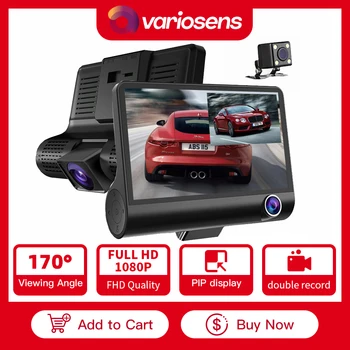 Dash Camera 1080p Mini DVR Auto Camera de Bord Cam Pioneer Wireless 4 Inch 3 Lentile Car Black Box