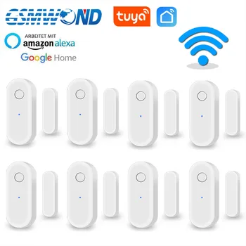 Tuya WiFi Senzor De Usa Smart Home Security Detector Usi Ferestre Deschise / Închide Reamintesc Compatibil Cu Alexa Google Asistent
