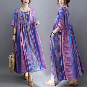 Femei De Moda Indian Rochie Traditionala Rochie Lungă Kurties Saree India, Pakistan Îmbrăcăminte Musulman Boem Casual Bumbac Maxi Halat