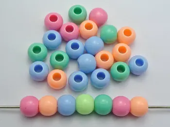 100 Mixt Pastelate Culori Acrilice Rotunde Margele Ponei 12X10mm pentru Copii Ambarcațiuni Kandi Brățară