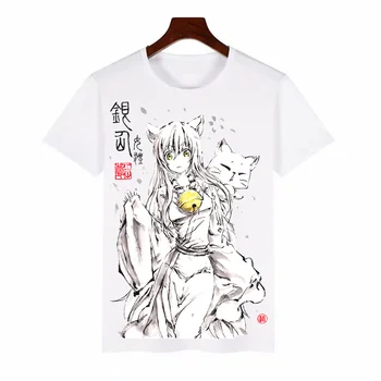 Anime Kokkuri-san Tricou Costume Cosplay Bărbați femei Anime T-shirt Pictura de Cerneală Alb T Shirt