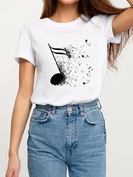 Muzică de vară Dragoste Dulce Tendință de Haine pentru Femei Haine Short Sleeve Graphic T-shirt de Imprimare T Tricoul Moda Kawaii Basic Tee Top