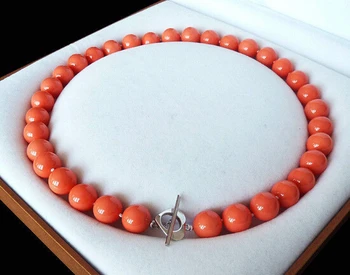naturale AAA+12mm portocaliu roșu culoare perla coajă colier de moda 18