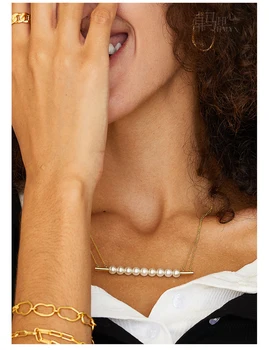 2020 Nou S925 Argint Colier Fete Rând Margele Clavicula Lanț de Bijuterii de Lux Rotund Perla Coajă Șirag de mărgele Pandantiv Cadou de Ziua Îndrăgostiților