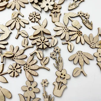25 buc Flori din Lemn Chips-uri pentru Scrapbooking Ornamente Festival Petrecere Acasă Manual DIY Decor MZ814