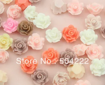 150pcs Dimensiuni Medii Colorate Rășină Rose Pastel Mat Spate Plat Cabochon Farmec pentru agrafe, Inele de Flori Pandantive 18MM