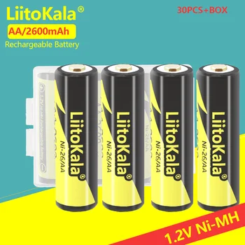 30PCS LiitoKala 1.2 V AA 2600mAh/AAA 1000mAh 1.2 V NI-MH Lanterna aparat de Fotografiat de Jucărie Pre-Încărcat Bateriile Reîncărcabile cu cutie