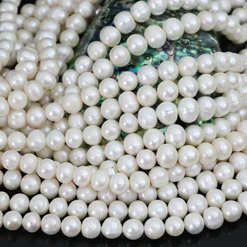 Moda naturale de apă dulce pearl 9-10mm alb margele rotunde pentru femei fit diy brățară colier bijuterii margele vrac 15inch B1394