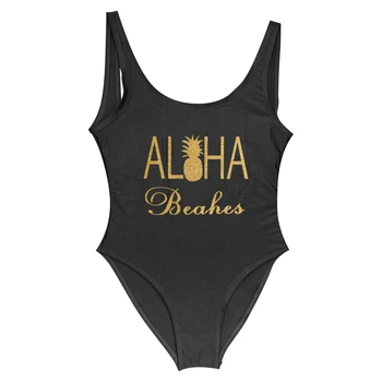 Bling Print-O singură Bucată de costume de Baie Aloha Plaje de Mireasa Costume de Baie Ananas Mireasa, domnisoara de Onoare Beachwear Burlacelor Bikini