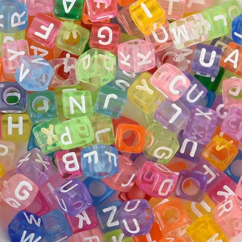 100 buc Cub Multicolor Scrisoare Alfabet Margele, Colorate Acrilice Margele Scrisoare, Scrisoare Mixt Margele Acrilice Pătrat Numele Margele,6MM