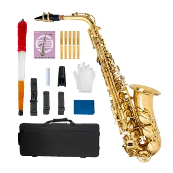 NSA-802 Eb Alto Saxofon Alamă de Aur Lac Saxofon, Instrument Muzical cu Accesorii Cork Grease Stuf Mănuși de Curățare