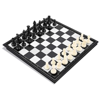 Magnetic Pliabile de Șah Portabil 25X25cm Tablă de Șah în Alb și Negru Șah Jucării pentru Întâlniri și Activități de Familie