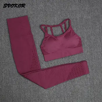 SVOKOR Yoga Set de Fitness Imbracaminte Femei fără Sudură Gol Sală de Sport Set de Antrenament de Înaltă Talie Jambiere Sutien Sportwear