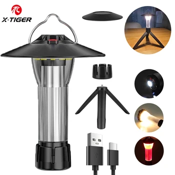 X-TIGRU Camping Lumina cu Bază Magnetică 2200mAh USB Camping Lampă Reîncărcabilă Lanterna în aer liber Tabără Consumabile