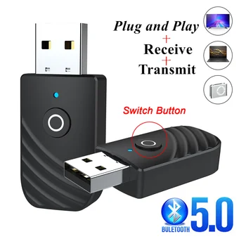 Kebidu Bluetooth USB 5.0 Transmițător Receptor Audio Mini Stereo Bluetooth AUX de 3,5 mm Pentru TV, PC Car Kit Wireless Dongle Adaptor