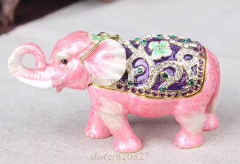Drăguț Elefant Trinket Box Baby Cutie De Bijuterii Din Metal Jucării Pictate Manual Breloc Cutie De Bijuterii, Elefant Design Decor Cadou