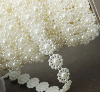 5 metru/Lot 10mm flori ABS Alb Imitații de Perle din Plastic Flatback Margele Lanț Ornamental Coase La Nunta Patry Constatările de Bijuterii de Artizanat