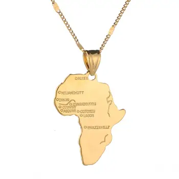 African Harta Pandantiv Colier Femei de Fata cu Aur de 24K Culoare Pandantiv Bijuterii din Africa Harta Hiphop Bijuterii