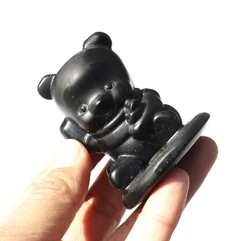 1 Buc Naturale Obsidian Negru Cristal Ursul Pooh Ambarcațiunile De Ornament