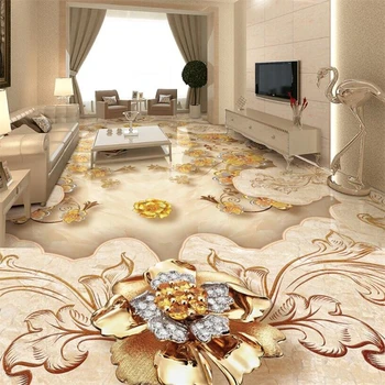 beibehang Personalizate podea 3d de lux Europene pictura podea aur a crescut cu model de piatra mozaic 3D parchet faianta gazete de perete decor acasă