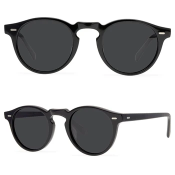 Acetat Polarizate UV400 Rotund ochelari de Soare Pentru Barbati Femei Vintage Cadru Clar de Designer de Brand 5186 ochelari de Soare Oculos Gafas