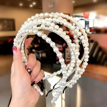 Femei Elegant De Cristal Cerc Păr Accesorii Fete Hairband Perla Mare Bandă De Susținere