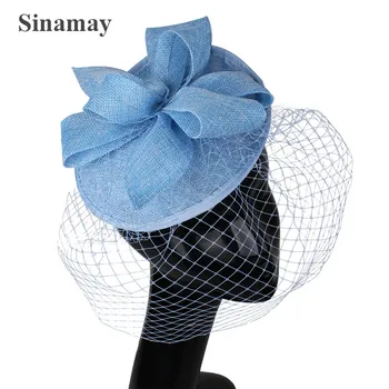 Lumina Albastru Plasă De Păr Palarioare Nunta Pălărie Elegantă Femei De Moda Doamnelor Pălării Cocktail Cursa De Păr Accesorii Noi Pălării De Damă