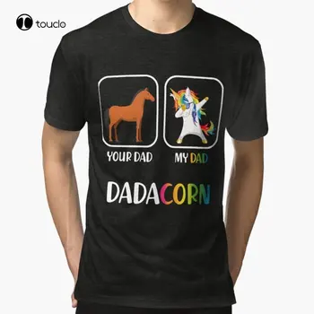 Amuzant Tatăl Tău Vs Tata Dadacorn Tamponare Unicorn Cadou Tri-Blend T-Shirt, Tee Shirt Tricou Vintage Cadou Personalizat Streetwear Tricou
