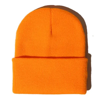 Iarna culoare solidă cald și la modă tricotate pălării pentru bărbați și femei gri