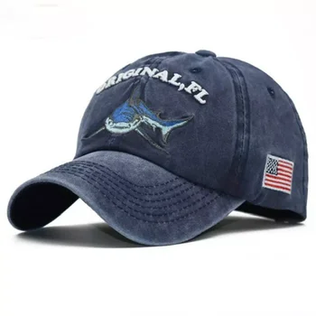 Spălat Bumbac Rechin Tata Hat Pentru Barbati Vintage Șapcă De Baseball Hip Hop Curbat Pescuit Capac De Vară Pește Snapback Hat Pentru Femei