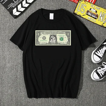 Cryptocurrency Bitcoin art dogecoin câine dolar tricou supradimensionat Vintage din bumbac pentru bărbați T-shirt Harajuku pierde T-shirt echipajul gât