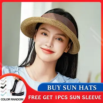 [PTAH] de Vară Gol Pălărie de Soare Capac Portabil Palarii de Plaja Margine Largă Femei Pălărie de Soare Moda Casual Paie Capace Viziere Protectie UV