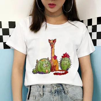 De sex feminin Grafic T Shirt T-Shirt Streetwear Camisas Tricou Tricouri tricouri Femei Planta Cactus Print pentru Femei