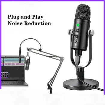 USB Microfon cu Condensator pentru Calculator USB Microfon pentru PC Stand de Microfon POP Filtru Pentru Jocuri, Streaming Podcasting Înregistrare Căști