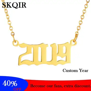 SKQIR Speciale 2020 An Pandantiv Colier Personalizat engleza Veche Număr Farmec Cravată Colier din Oțel de Ziua de Bijuterii Cadou 2019