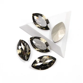 CTPA3bl De Înaltă Calitate Strass Black Diamond Culoare Navette Forma De Lux Stras Pouplar Cristal De Piatra Pentru Decoratiuni De Arta Unghiilor