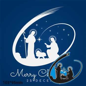 103*95mm Nașterea lui Isus Nouă Tăiere de Metal MOARE Stencil DIY Album Relief Card de Ambarcațiuni Șablon de Hârtie Album Foto