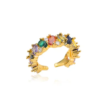 Colorate Zirconiu Oval Inele pentru Femei din Oțel Inoxidabil de Culoare de Aur Reglabil pe Deget Inelul de Nunta Bijuterii Cadou de Crăciun anillos