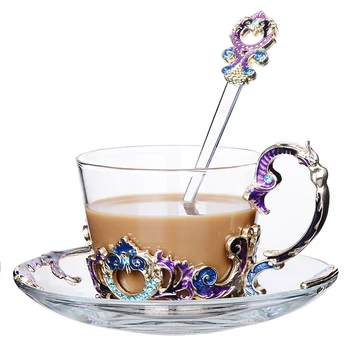 Creative Rezistente la Căldură de sticlă cristal cupa Email de Sticlă Ceașcă de Cafea Ceai Lapte de Amestecare Cană de uz Casnic Drinkware cutie cadou Set
