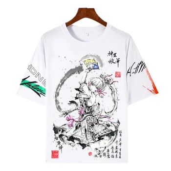 Noi Femeile Fata de barbati T-shirt Anime Genshin Impact Imprimare Tricou Topuri de vară de Moda de Cerneală, spălați-tablou T-shirt